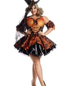 Party King Harvest Witch Costume For Plus Size Women