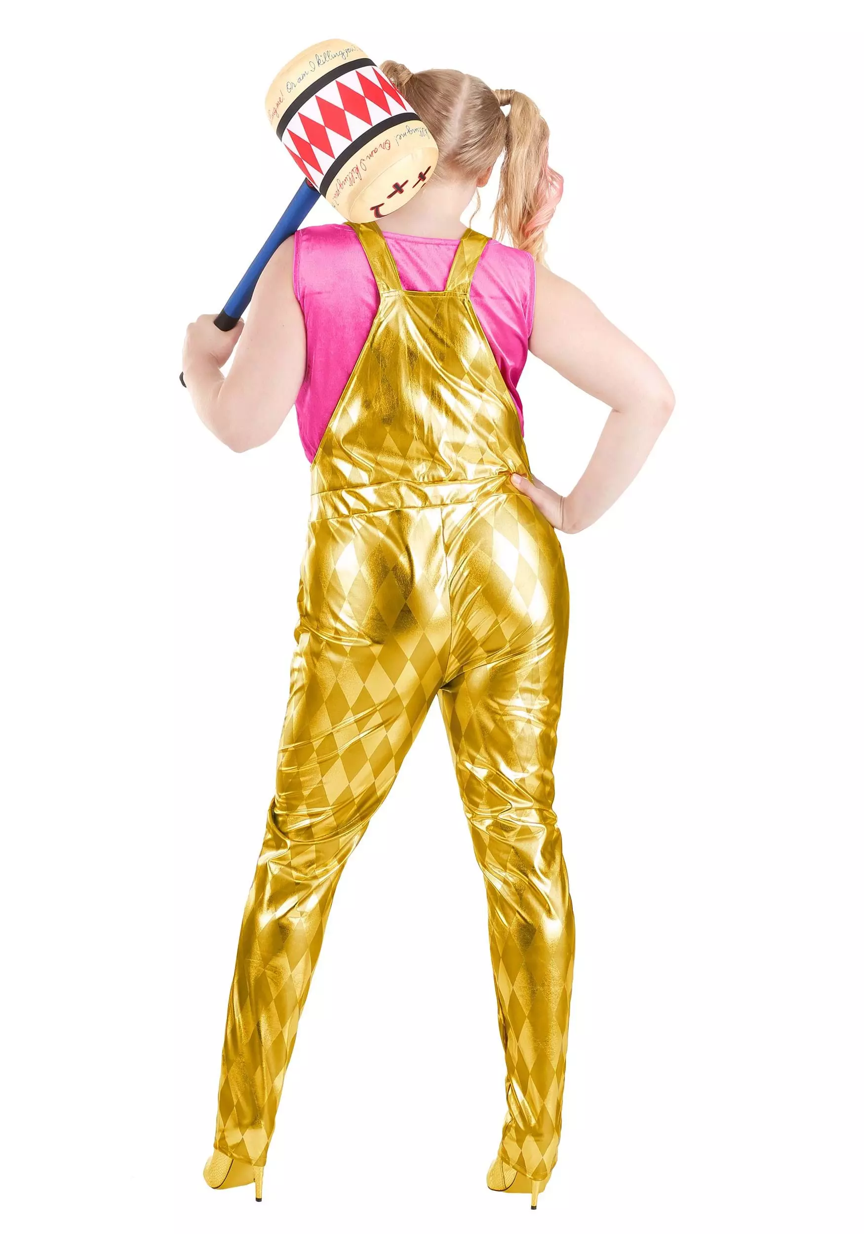 Jerry Leigh Plus Size Harley Quinn Gold Overalls Costume For Women 4 Jerry Leigh Plus Size Harley Quinn Gold Overalls Costume For Women - Image 2