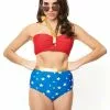 UNIQUE VINTAGE Wonder Woman X UV Blue Swimwear Bottoms -Wonderful Halloween Costumes Shop wonder woman x uv swim bottoms