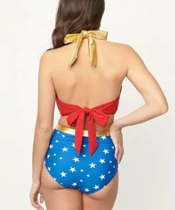 UNIQUE VINTAGE Wonder Woman X UV Blue Swimwear Bottoms -Wonderful Halloween Costumes Shop wonder woman x uv swim bottoms alt 2